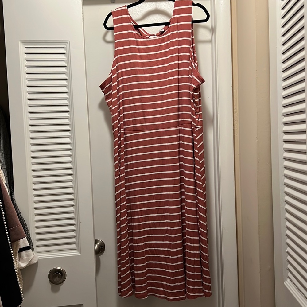 Old Navy rose and white striped sundress featuring tie back